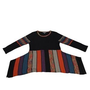 The Pyramid Collection Long Sleeve Asymmetric Sweater Black Gold Red Size Small‎